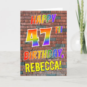 Graffiti Geïnspireerd Rainbow Look HAPPY 47TH BIRT Kaart