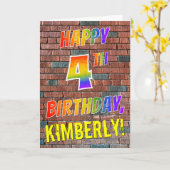 Graffiti Geïnspireerd Rainbow Look HAPPY 4TH VERJA Kaart (Gele Bloem)