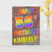 Graffiti Geïnspireerd Rainbow Look HAPPY 56TH BIRT Kaart (Gele Bloem)