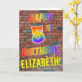 Graffiti Geïnspireerd Rainbow Look HAPPY 5TH BIRTH Kaart (Gele Bloem)