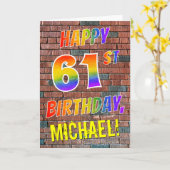 Graffiti Geïnspireerd Rainbow Look HAPPY 61ST VERJ Kaart (Gele Bloem)
