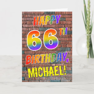 Graffiti Geïnspireerd Rainbow Look HAPPY 66TH BIRT Kaart