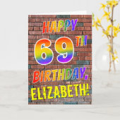 Graffiti Geïnspireerd Rainbow Look HAPPY 69TH BIRT Kaart (Gele Bloem)