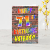 Graffiti Geïnspireerd Rainbow Look HAPPY 71ST VERJ Kaart (Gele Bloem)