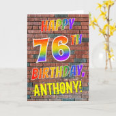 Graffiti Geïnspireerd Rainbow Look HAPPY 76TH BIRT Kaart (Gele Bloem)