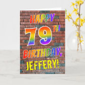 Graffiti Geïnspireerd Rainbow Look HAPPY 79TH BIRT Kaart (Gele Bloem)