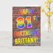 Graffiti Geïnspireerd Rainbow Look HAPPY 81ST VERJ Kaart (Gele Bloem)