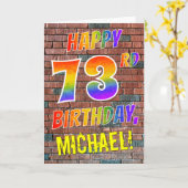 Graffiti-geïnspireerde Rainbow Look HAPPY 73rd BIR Kaart (Gele Bloem)
