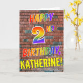 Graffiti geïnspireerde regenboogblik HAPPY 2E BIRT Kaart (Gele Bloem)