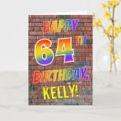 Graffiti geïnspireerde regenboogblik HAPPY 64E BIR Kaart (Gele Bloem)