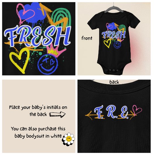 Graffiti-geïnspireerde w/Hearts, Crown en Arrows Romper