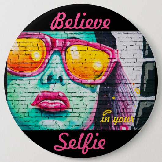 Graffiti Geloof in je Selfie-Button Ronde Button 6,0 Cm (Voorkant)