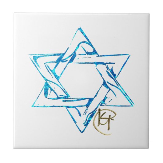 Graffiti gestikte Joodse Star Art Tegeltje (Voorkant)