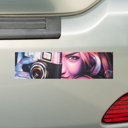 Graffiti Girl Fotograaf Bumpersticker (Op auto)