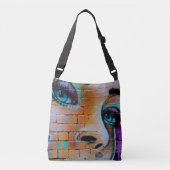 Graffiti Girl Paars Blue Eyes Monogram Crossbody Tas (Voorkant)