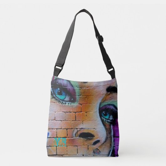 Graffiti Girl Paars Blue Eyes Monogram Crossbody Tas (Voorkant)