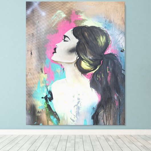 Graffiti Girl, verouderd Canvas (Insitu (Houten vloer))