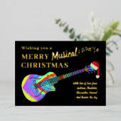 Graffiti Gitaar Kerstmis Gepersonaliseerd Goud Folie Feestdagenkaart (Staand Voorkant)