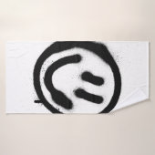 graffiti glimlachend gezicht emoticon zwart op wit badhanddoek (Badhanddoek)