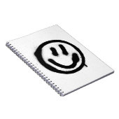 graffiti glimlachend gezicht emoticon zwart op wit notitieboek (Rechterzijde)