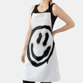 graffiti glimlachend gezicht emoticon zwart op wit schort (Insitu)