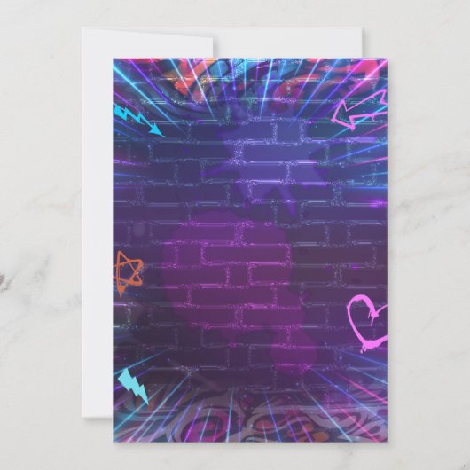 Graffiti gloed neon verjaardag uitnodiging (Achterkant)