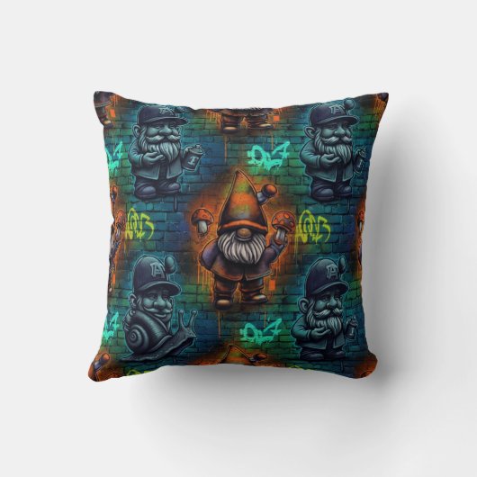 Graffiti Gnome Throw Pillow Kussen (Achterkant)