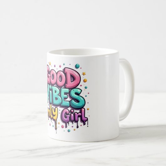 Graffiti Good Vibes Only Girl Mug Koffiemok (Voorkant rechts)