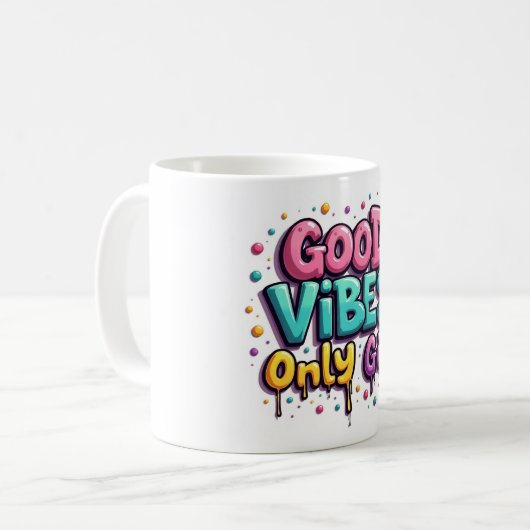Graffiti Good Vibes Only Girl Mug Koffiemok (Voorkant links)