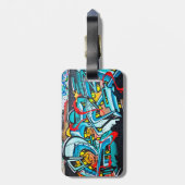 Graffiti-graffiti in de urbane metro bagagelabel (Achterkant verticaal)