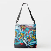 Graffiti-graffiti in de urbane metro crossbody tas (Achterkant)