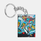 Graffiti-graffiti in de urbane metro sleutelhanger (Voorkant Links)