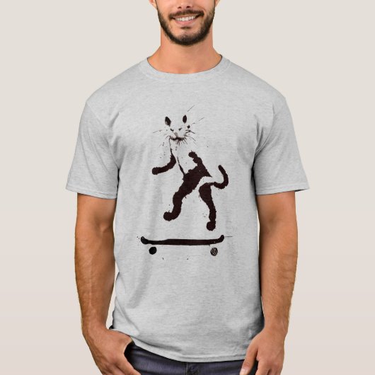 Graffiti Graphic Cat Skateboarder T-Shirt (Voorkant)