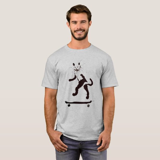 Graffiti Graphic Cat Skateboarder T-Shirt (Voorkant volledig)