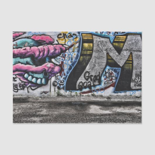 Graffiti Gray Pink Urban Street Brick Wall Art Tissuepapier (Voorkant)