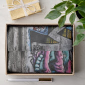 Graffiti Gray Pink Urban Street Brick Wall Art Tissuepapier (Geschenk)