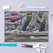 Graffiti Gray Pink Urban Street Brick Wall Art Tissuepapier (Craft)