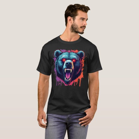 Graffiti Grizzly Beer Urban Streetwear T-shirt (Voorkant volledig)