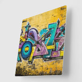 Graffiti, Grundarfjordur, IJsland Vierkante Klok (Hoek)