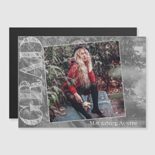 Graffiti Grunge-Afstudeerder | Afstuderen Foto Kee Magnetische Uitnodiging (Voorkant / Achterkant)