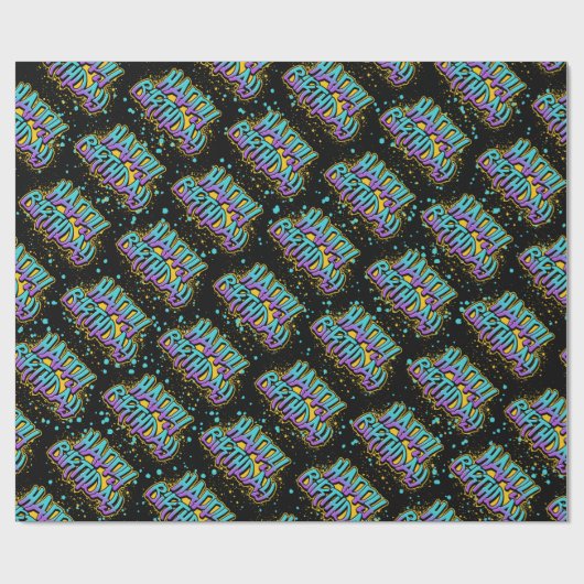 Graffiti Happy Birthday Wrapping Paper Cadeaupapier (Vlak)