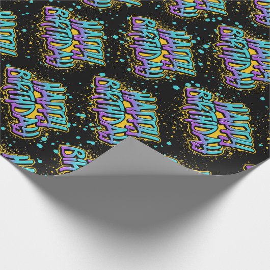 Graffiti Happy Birthday Wrapping Paper Cadeaupapier (Hoek)