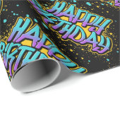Graffiti Happy Birthday Wrapping Paper Cadeaupapier (Rol Hoek)