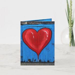 Graffiti Hart, blauwe muur, Valentijn, Beste Moede Kaart