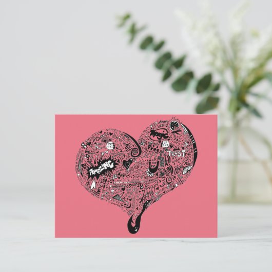 Graffiti hart vol briefkaart (Staand voorkant)