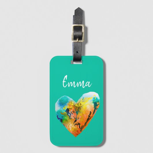 Graffiti hart waterverf kunst bagagelabel (Voorkant (verticaal))