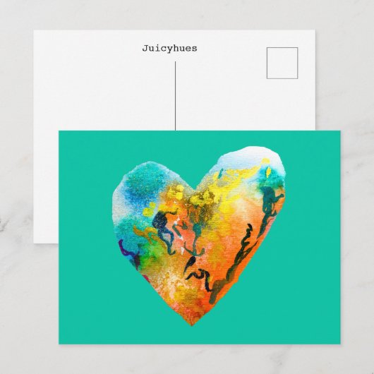 Graffiti hart waterverf kunst briefkaart (Voorkant / Achterkant)
