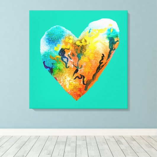 Graffiti hart waterverf kunst canvas afdruk (Insitu (Houten vloer))