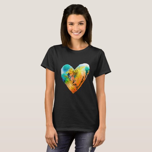 Graffiti hart waterverf kunst t-shirt (Voorkant volledig)