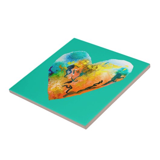 Graffiti hart waterverf kunst tegeltje (Zijkant)